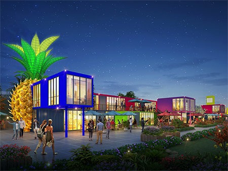 Shipping Container Housing in Pineapple Themed Tourism Zone